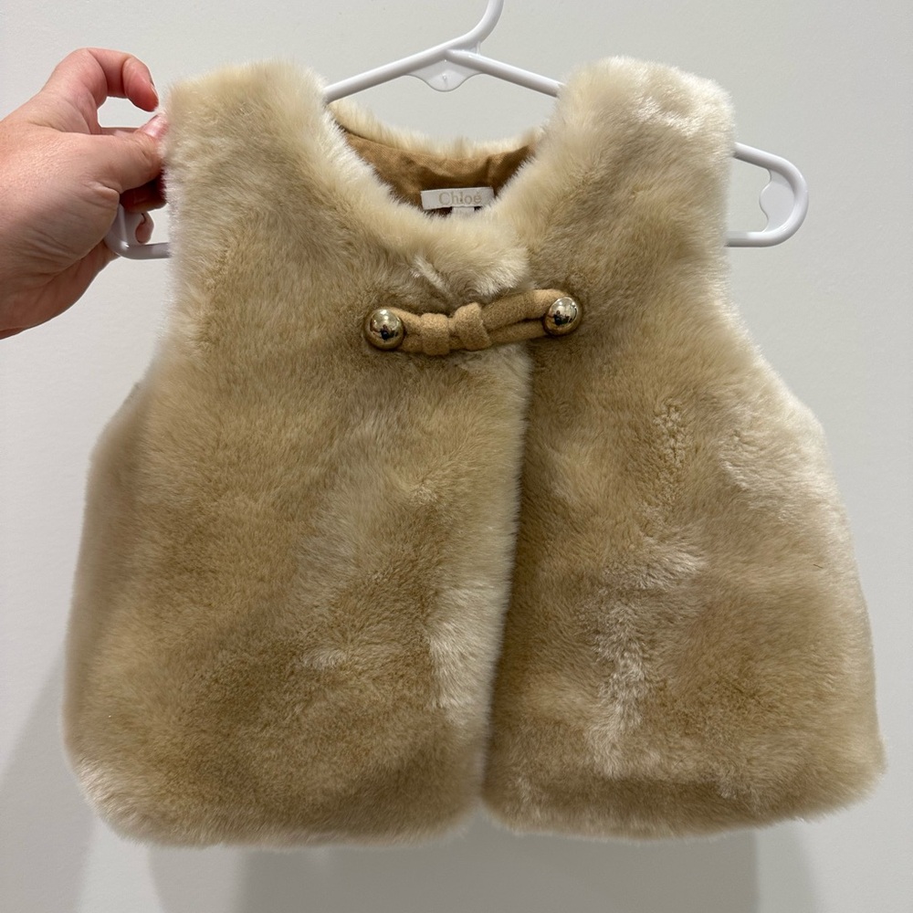 Chloé Faux Fur Vest in Cream